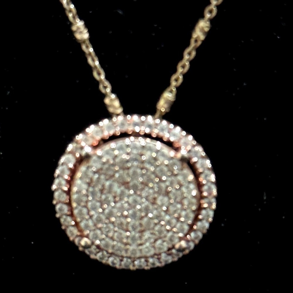 Delizza & Elster Vintage Rare Gold Filled 18" Rhinestone Pendant Necklace 4 gram